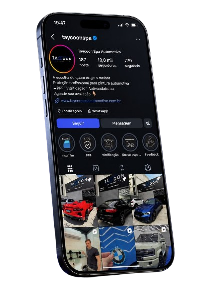 Perfil da Taycoon Spa Automotivo no Instagram